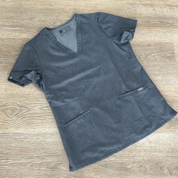 Figs Casma Three-Pocket Scrub Top in Heather Denim Limited Edition Womens small - Picture 5 of 11